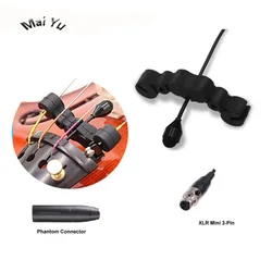 Pro Music Instrument Violin Microphone Condenser Microfone with Phantom Adapter for AKG Samson Shure Wireless Transmitter XLR