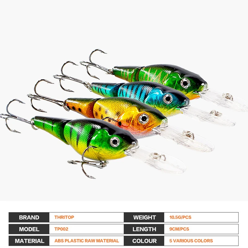 Thritop Crank Fishing Lure 5 Color for Choose 9cm 10.5g Artificial Hard Bait TP002 Professional Crank Fishing Accessories