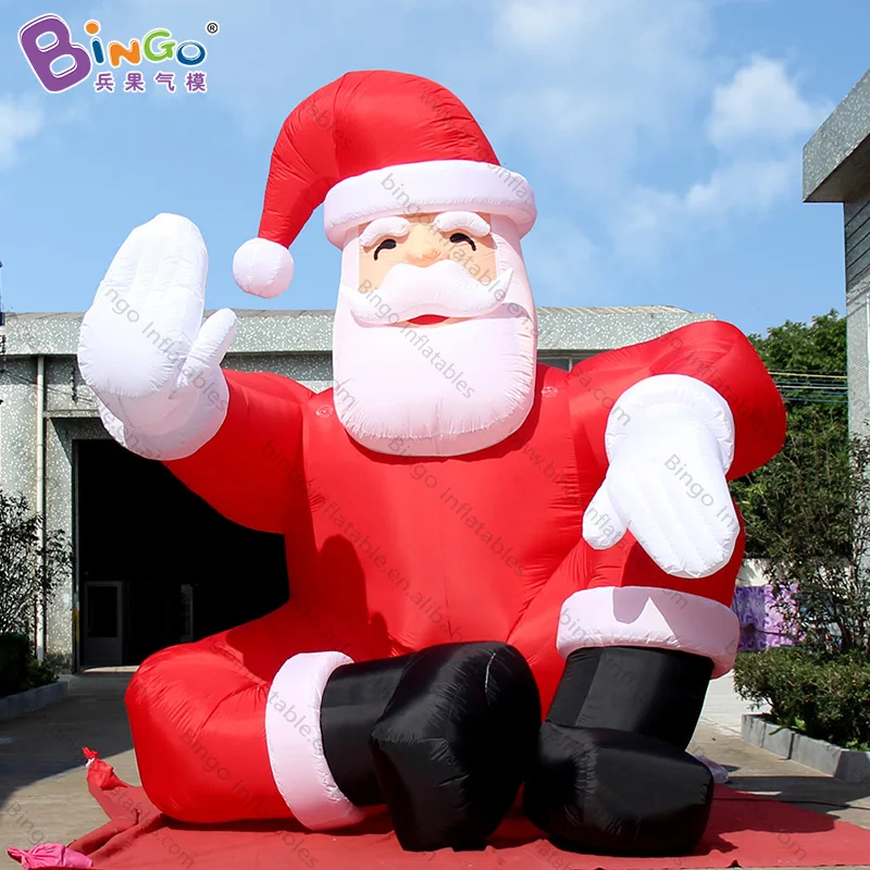 Christmas Decoration Inflatable Sitting Santa Claus For Sale / Outdoor 5mH Waving Xmas Old Man With Customized Logo Toys