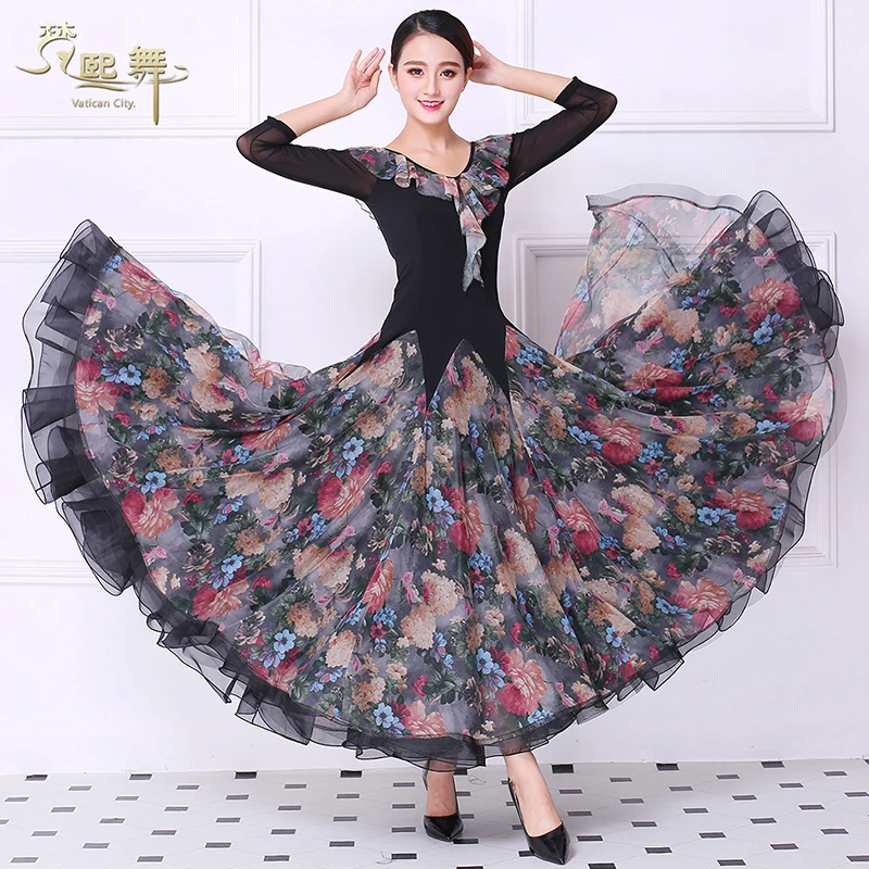 Phụ nữ Tùy Phòng Khiêu Vũ Múa Váy Cô Gái Nhảy Múa Cạnh Tranh Dress Tango Flamenco Waltz Nhảy Múa Phong Tục Phù Hợp Với Tiêu Chuẩn D-0364