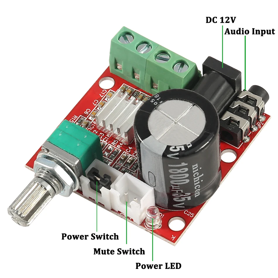 Aokin-Mini amplificateur stéréo PAM8610, 2x10W, carte d'amplificateur numérique audio, technologie 10W + 10W, 2 canaux, classe D, 12V DC