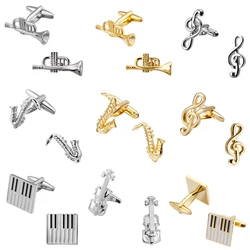 Fashion music series of musical instruments musicians of Sax piano violin Cufflinks brand jewelry men shirt cuff Cufflinks