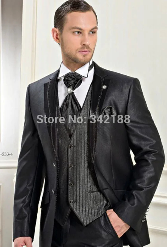 

Custom made 2015 New Design Groom Tuxedos Best man Wedding Groomsman Suit Groomsman Black Bridegroom Suits (Jacket+Pants+Vest)we