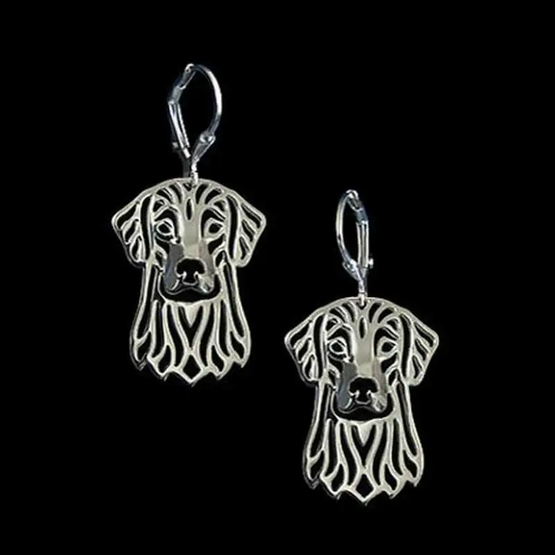 Fashion Alloy Flat Coated Retriever Dog Drop Earrings