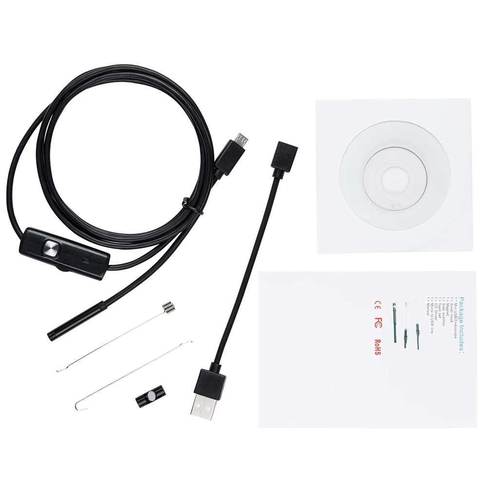 5.5mm 1/1.5/2m 7m Lens Endoscope HD 480P USB OTG Snake Endoscope Waterproof Inspection Pipe Camera Borescope For Android Phone P