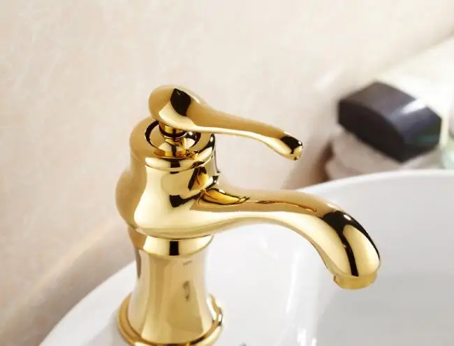 Vidric European style golden faucets Bathroom Basin Sink mixer tap cold and hot water faucet Gold Polished Brass Faucet