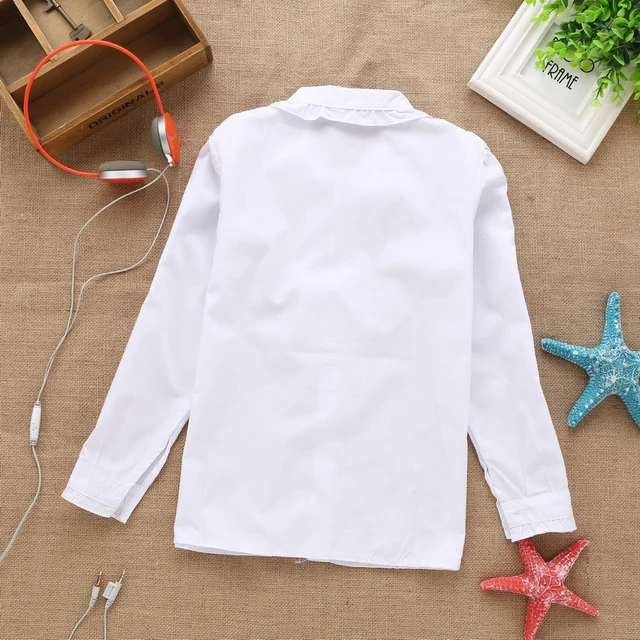 Blusa de algodon con encaje para nina camisa blanca de manga larga color liso novedad verano y primavera AliExpress 1501