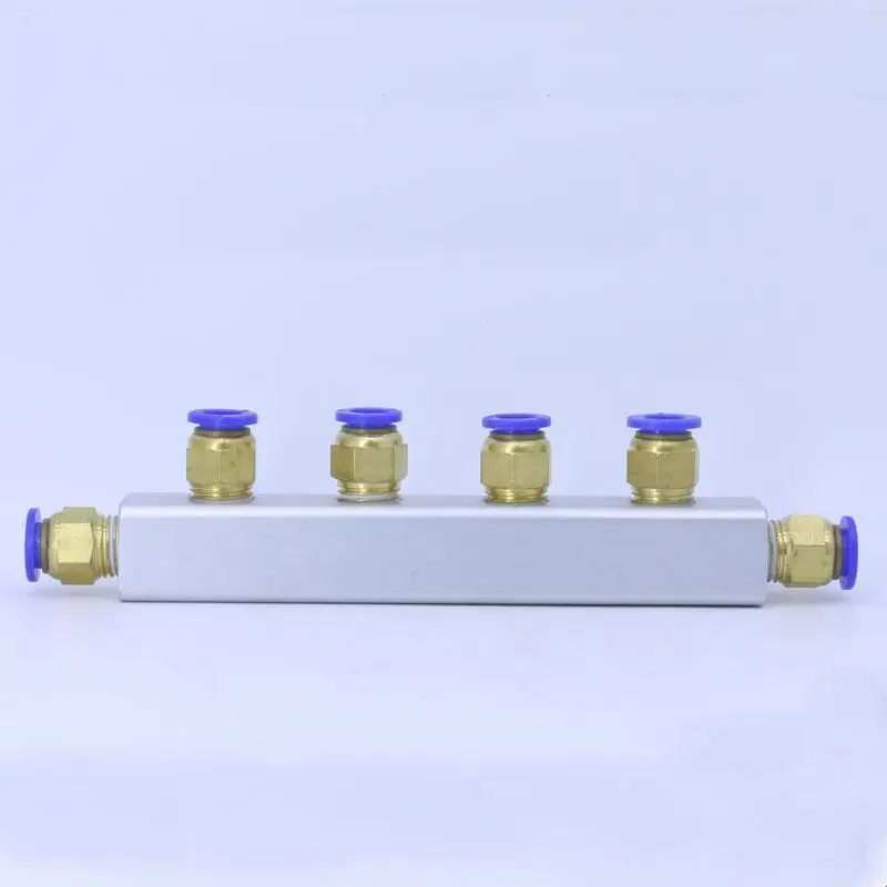 20x20mm Push Fit 8mm 4 Way 7 Port Pneumatic Fitting Manifold Block Splitter