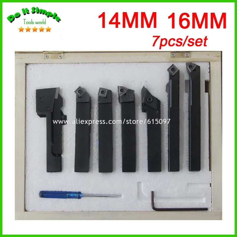 

7pcs/set 14mm 16mm Hard Alloy Blade Turning Lathe Tool Kits Cutter