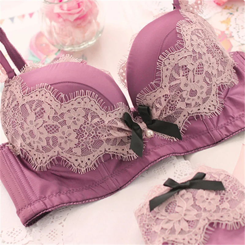 

Women Bra Brief Set Lolita Underwear Padded Push-Up Russian Lingerie Female