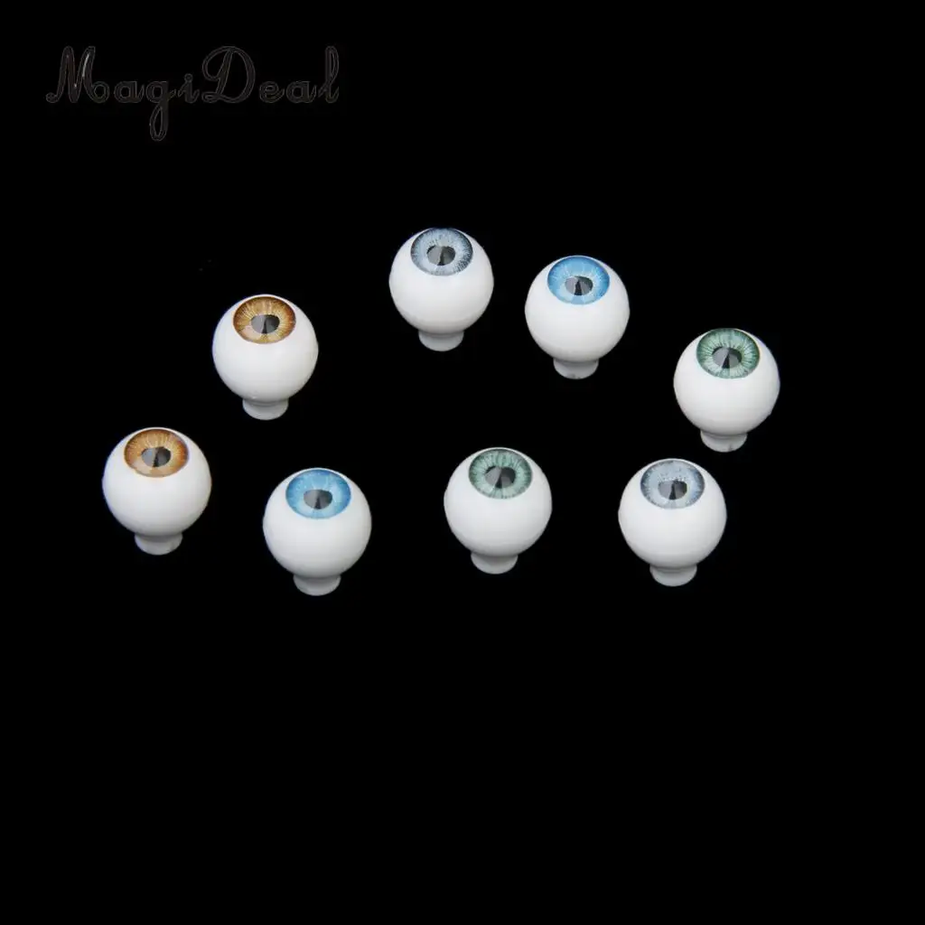 MagiDeal Simulation 4Pairs Round Acrylic Doll Eyes Eyeballs for Porcelain Vinyl Dolls Animals Halloween Props 8x5mm Kids Toy