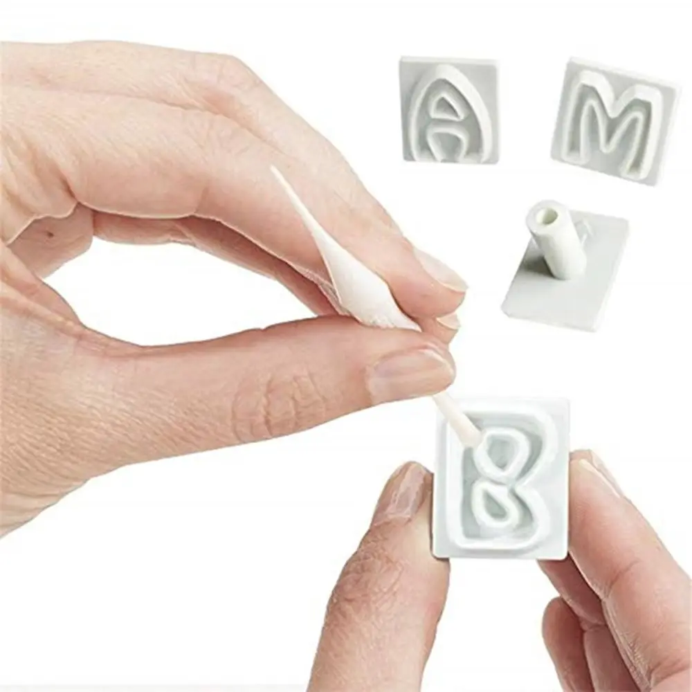 64 PCS Plastic Alphabet Cookie Cutter Set Fondant Cutters Mold Upper and Lower Case Art Deco Number Letter Stamps