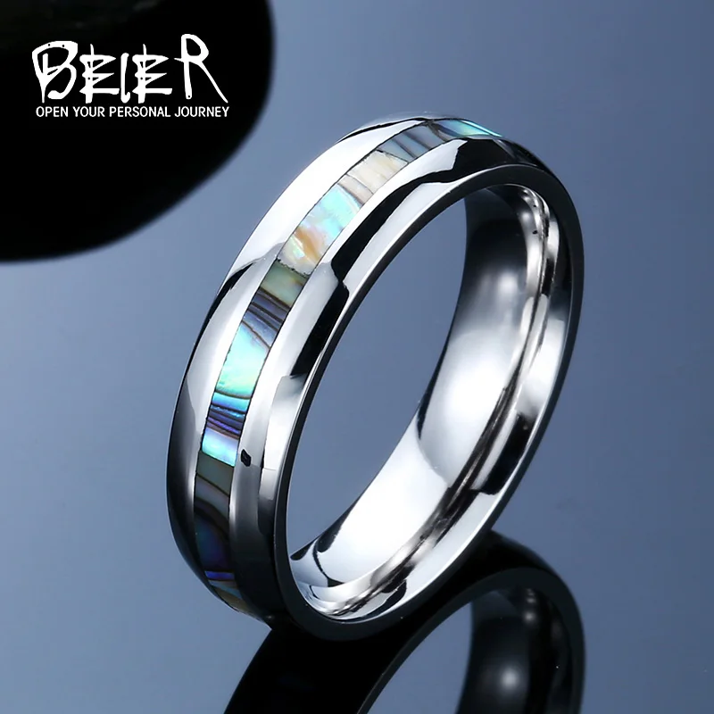 BEIER 2017 Stainless Steel Shells Simple Ring Woman$man Wedding Fashion Jewerly BR-R060