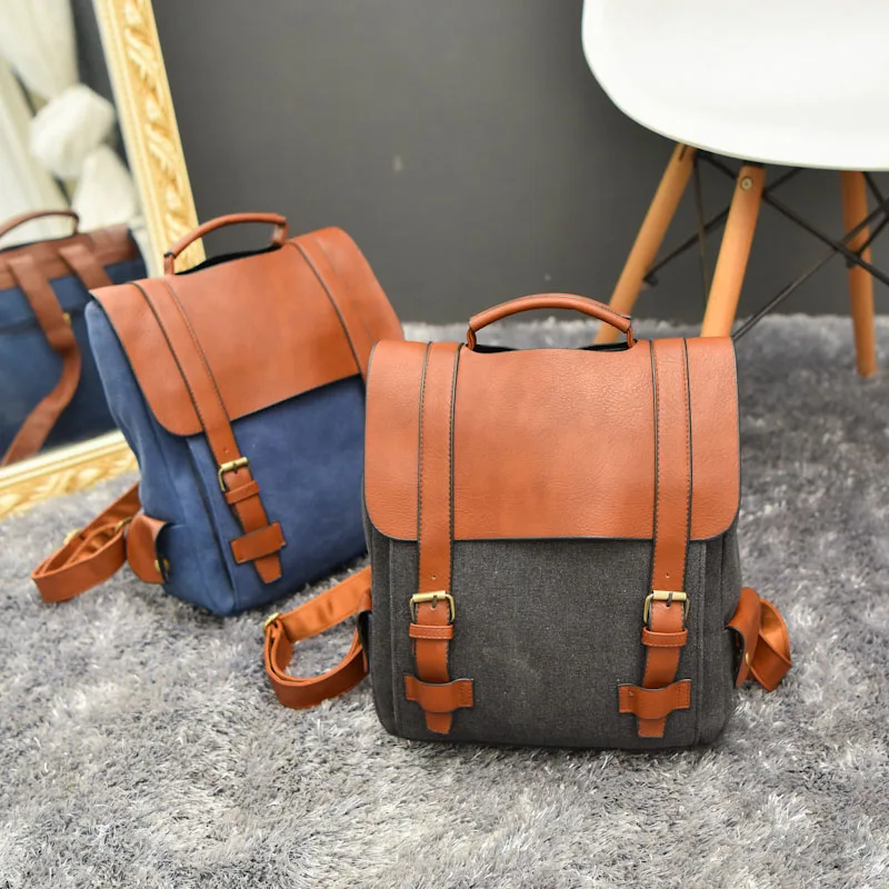 Vintage Women Canvas Backpacks For Teenage Girls School Bags Large High Quality Patchwork Backpack Escolares