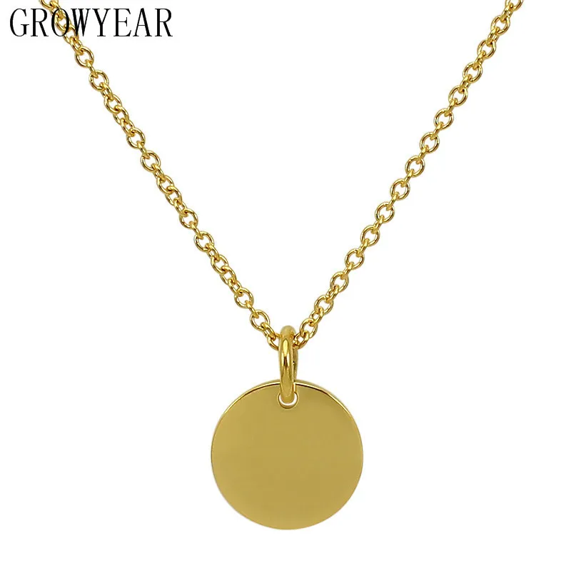 Trendy Women Chain Necklace Gold Color Wafer Can Laser Logo Fashion