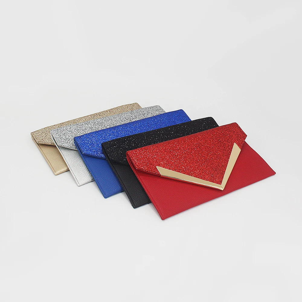 Fashion Shiny Flash Material Evening Clutch Bag PU Leather Envelope Clutch Bag for Lady Woman Girl Female