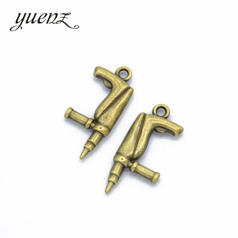 YuenZ 10 pcs Antique silver color Electric drill Charms Pendants for Jewelry Making DIY Handmade Craft 26*12mm J340