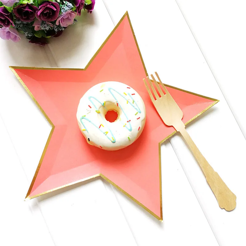 8Pcs Star Paper Plates Party Decoration Disposable Tableware for Dinner Cakes Birthday Wedding Party Supplies