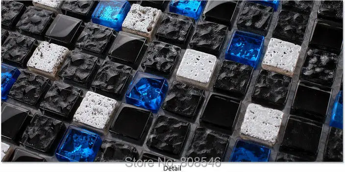 Free Shipping Luxury Black Ocean Star blue silver Mosaic Tile living room kitchen backsplash bathroom home decor