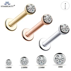 Boucle d'oreille piercing pour labExamen, 147 us, cartilage, gemme ronde, piercing, punk, 16g, 1.5-3mm, 1 pièce