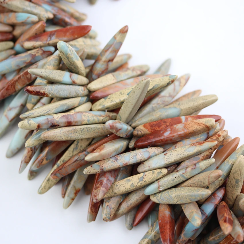 Full Strand Snakeskin Jaspers Slice Beads Jewelry,Top Drilled Smooth Jaspers Stone Beads Necklace Making