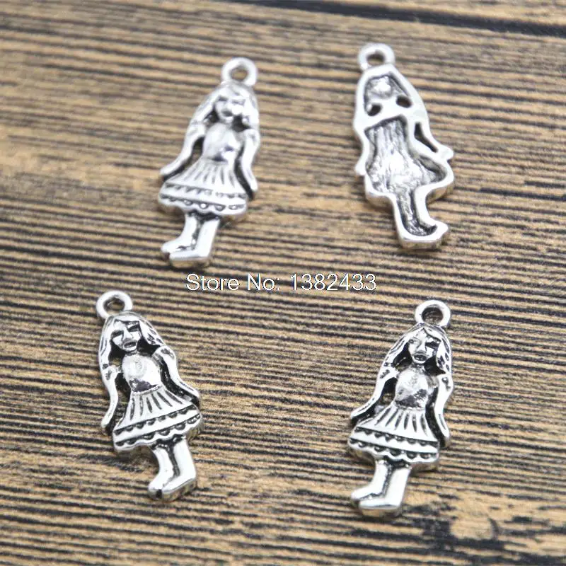 15pcs little girl Charms  silver tone dorothy charm pendant 26x11mm