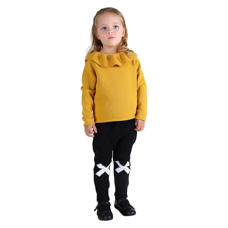 Infant Baby Sweater Winter Warm Children Sweater For Girls Knitted Ruffle Collar Crimping Pullover Kids Thicken Autumn Sweater