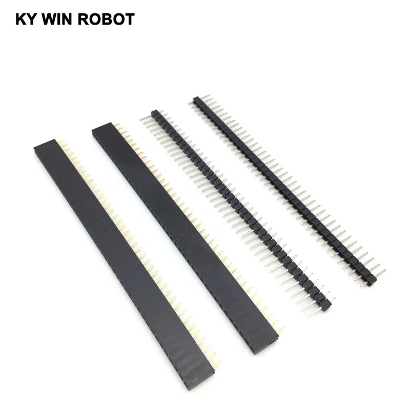 20pcs 10 pairs 40 Pin 1x40 Single Row Male and Female 2.54 Breakable Pin Header Connector Strip for Arduino Black