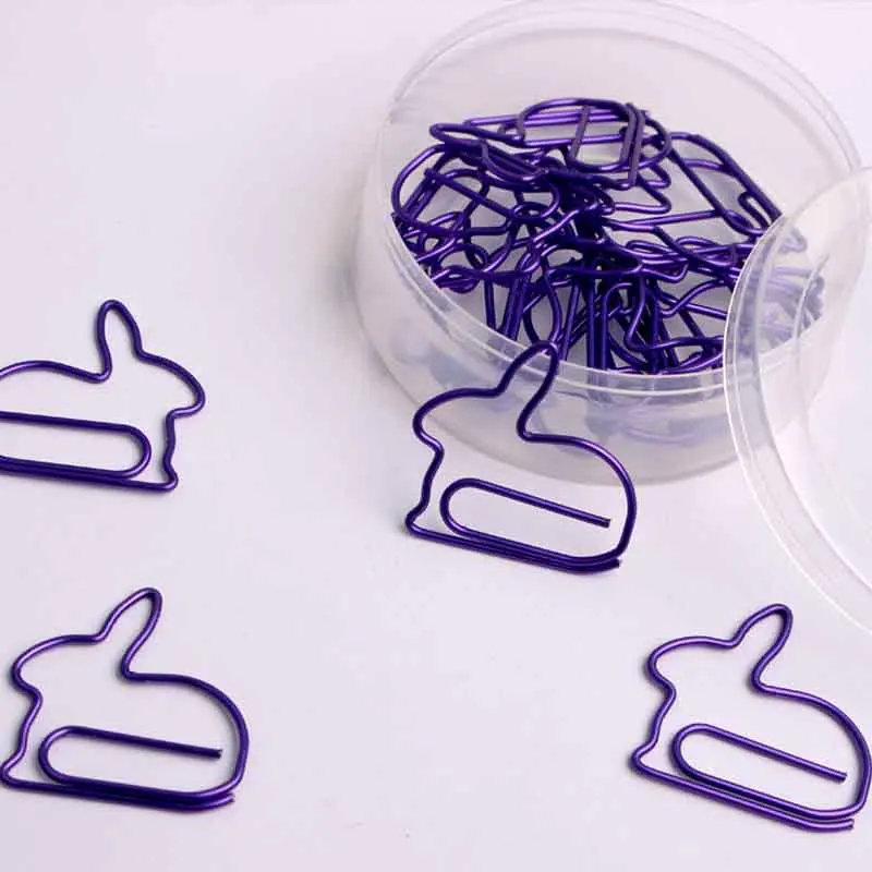 Purple Rabbit Paper clip cute office accessories metal Paper Needle Cute Hanger Metal Paper Clips Bookmark Paperclip Metal Clips