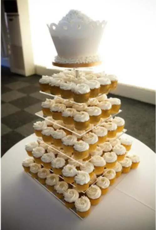 

Exquisite clear acrylic cake tower/6 Tier Square Cupcake Stands for wedding party using wedding decoration