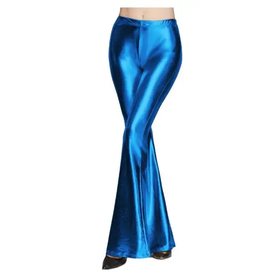 Women High Street Bell Bottoms Pants Shinny pants fashion Wide Leg Pants