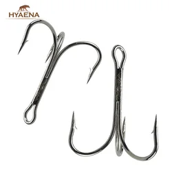 Hyaena 50pcs 3551 Treble Hook Fishing Accessories O'Shughnessy High Carbon Big Game Triple Tackle Hooks 4/0 6/0 7/0 8/0 10/0
