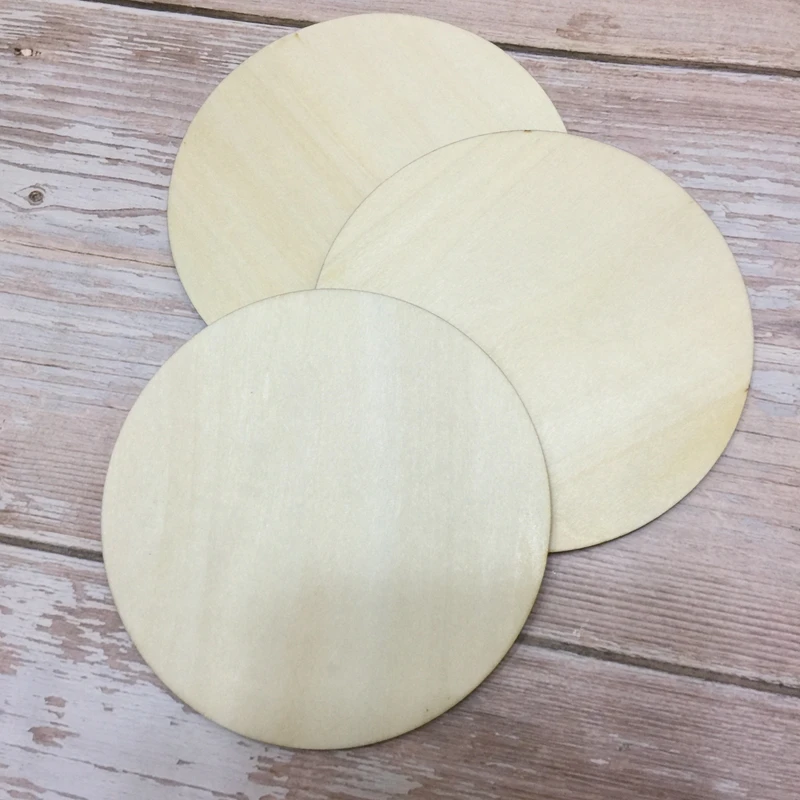 

set of 50pcs unfinished round wooden circles blank wood cut out diy craft