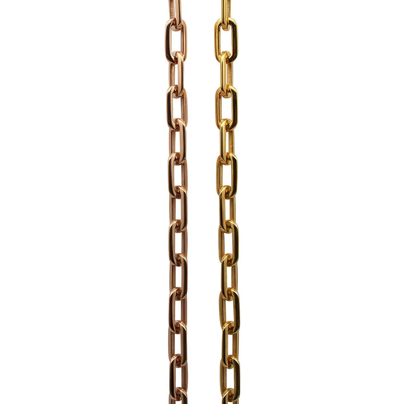 Mirror Polish Silver Color Never Fade 316L Stainless Steel Long Square Chain Connected Chain Link Necklace for Women