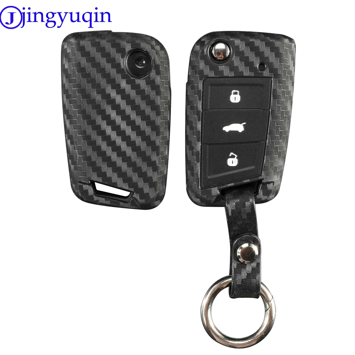 Jingyuqin Carbon Silikon Schlüssel Fall Abdeckung Für VW Polo Golf 7Tiguan für Skoda Octavia Kodiaq Karoq für SEAT Ateca Leon Ibiza