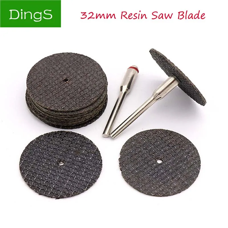 5pcs 32mm Cutting Discs Resin Fiber Cut Off Wheel + 2.35/3.2mm Shank For Dremel Accessories Rotary Power Grinding Abrasive Tools