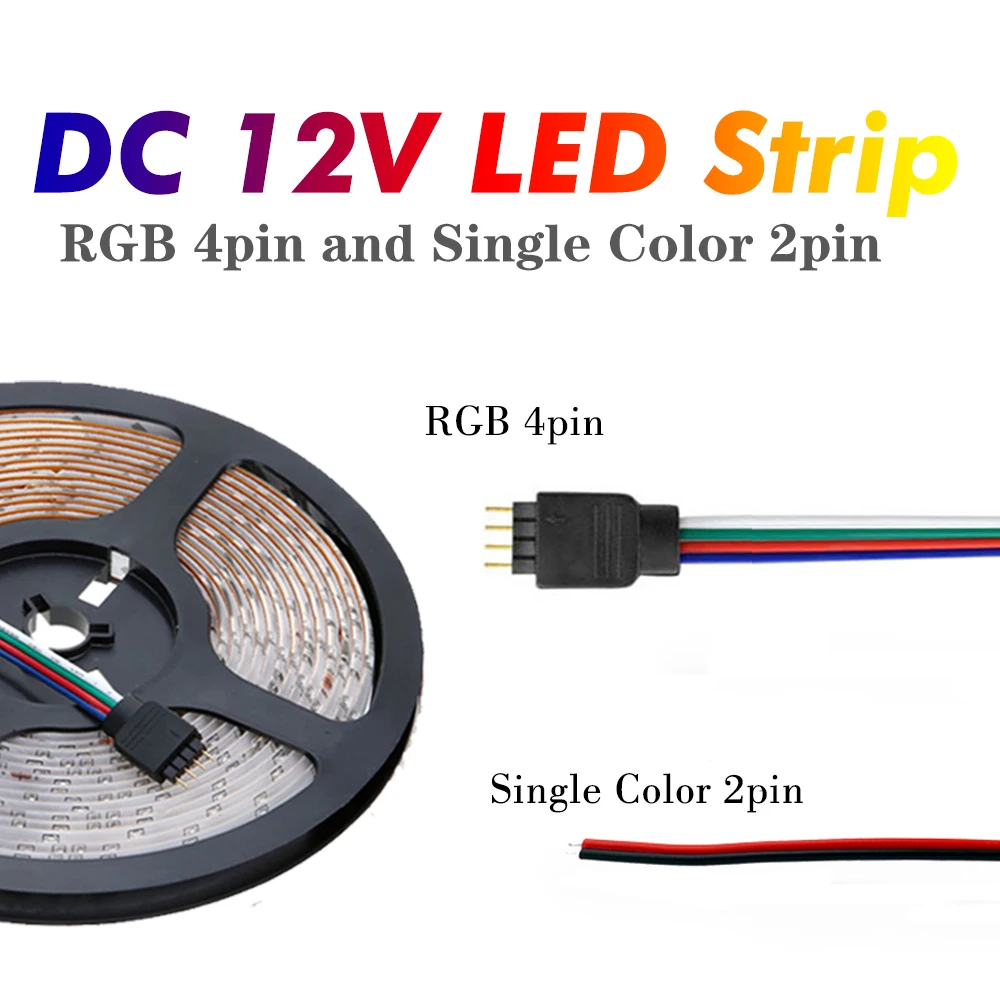 RGB LED Strip Light 12V DC Waterproof LED Light 5M 300Leds 5050 2835 Flexible Diode Ribbon Tape LED Stripe Lighting Warm White