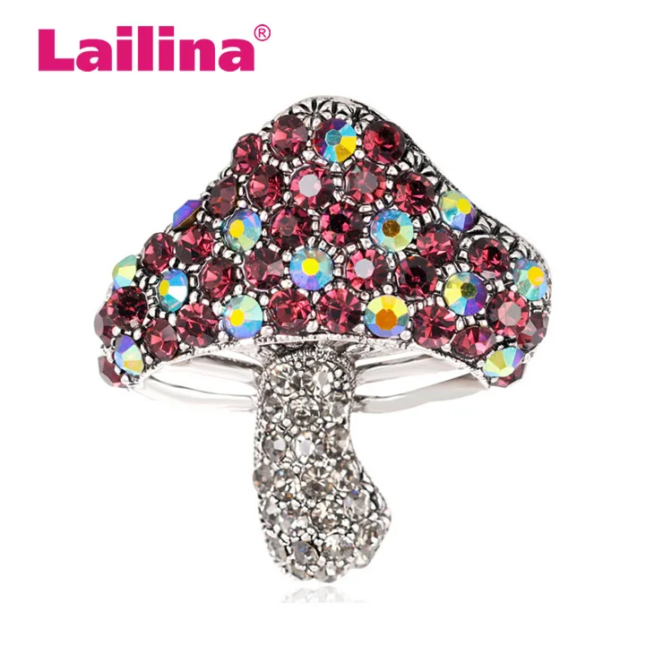 Fashion Mushroom Brooch Pin Crystal Brooch Pin Garment Accessories