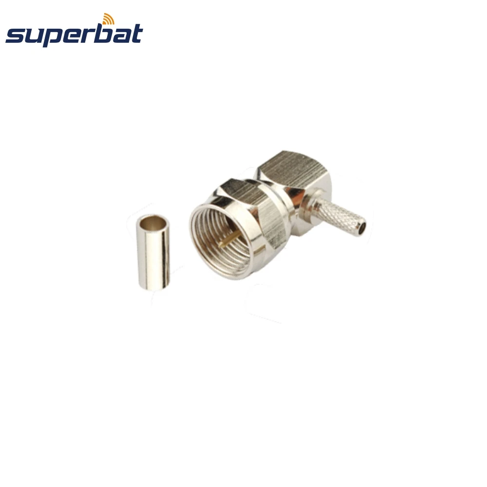 Superbat 10pcs 75 ohm F Crimp Male Right Angle RF Coaxial Connector for Cable RG179 ,RG174, RG178,RG316,LMR100