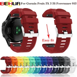 BEHUA 퀵 릴리스 실리콘 손목밴드 스트랩, 가민 페닉스 5X 5 5S 플러스 6 6S 6X 포러너 935, 26mm, 22mm, 20mm