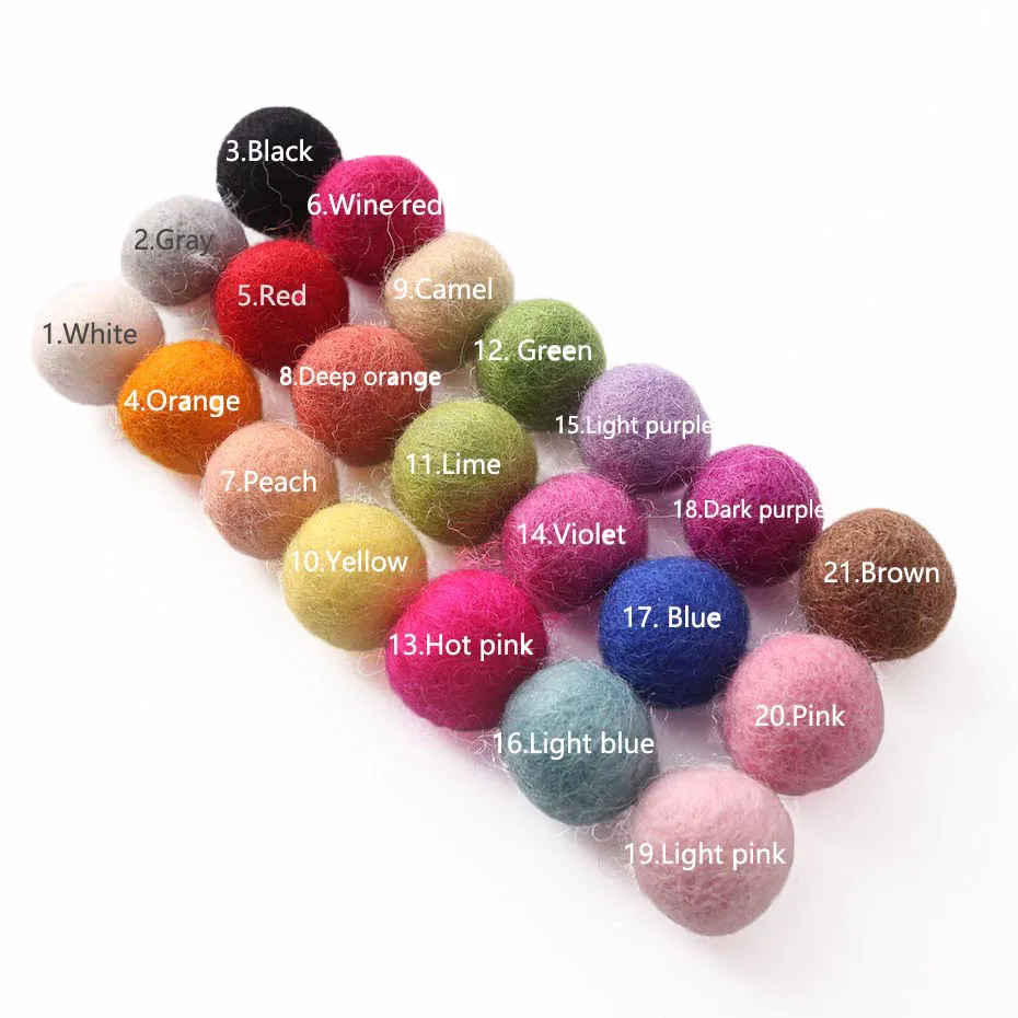 10pc 20mm Felt Balls New Wool Pom Poms Beads DIY Room Party Christmas Gift DIY Craft Round Wool Felt Balls Make Ring Rattle