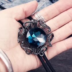 Free shipping new fashion casual MEN'S MALE Poirot tie crystal handmade Western Cowboy rope male BOLO TIE New Year gift Headdres