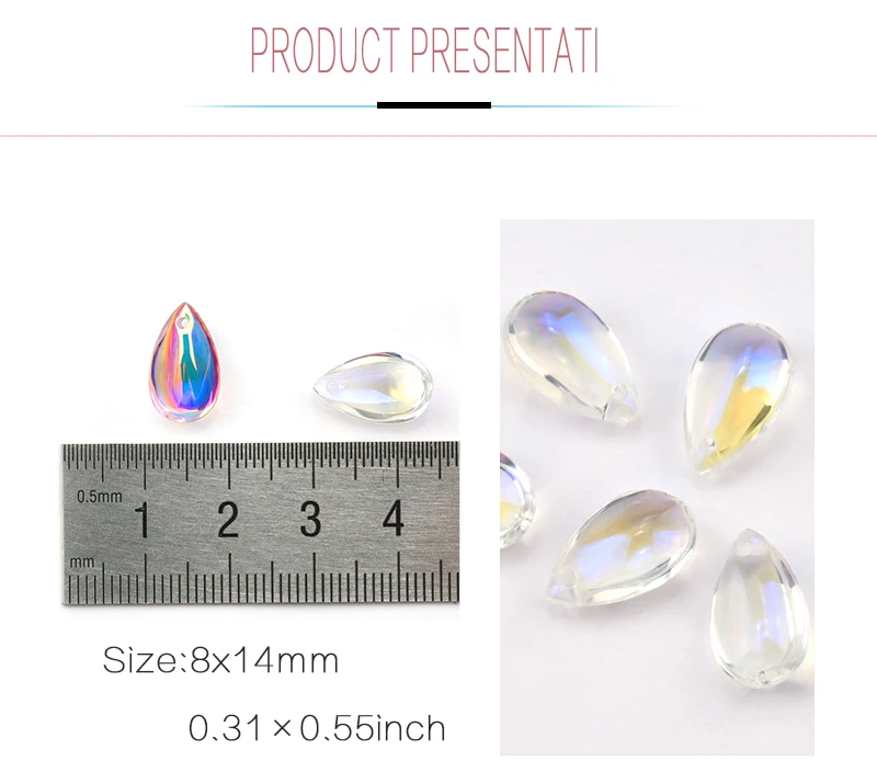 28/56PCS 8x14mm Luxus Kristall Wasser Tropfen Perlen Glänzende AB Farbe Glas Perlen für DIY Schmuck Machen Armband Halskette Lose Perlen – Detail 6