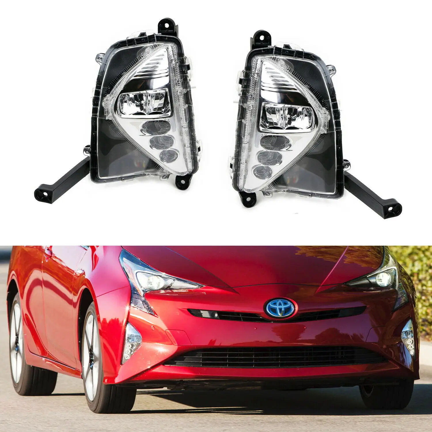 JanDeNing For Complete OEM-Spec LED DRL/Fog Lamp Kit w/Wiring Harness For 2016-up Toyota Prius