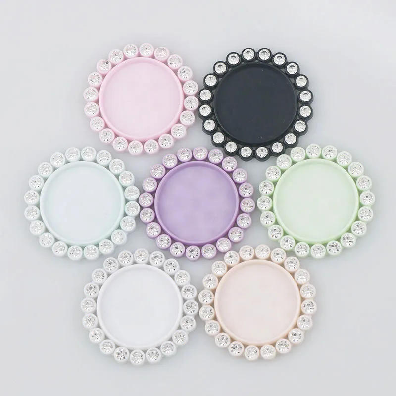 New DIY 50pcs 30mm inner 20mm Mix Color Round Resin Flatback Base Setting Rhinestone Cabochon Base Frame Setting Accessory