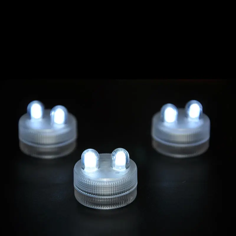 

50pcs/Lot Battery Operated Bright 2LED Submersible White LED Floralyte,Waterproof LED Candle Tea Light For Wedding Party Decor