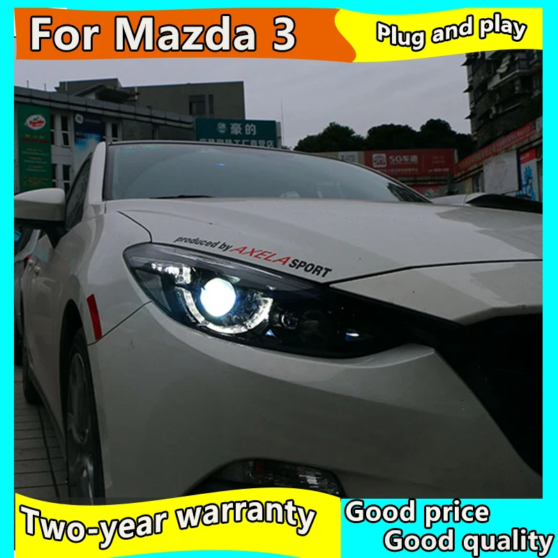 Car Styling Head Lamp case for Mazda3 mazda 3 Axela Headlights 2014 2015 2016 LED Headlight DRL Lens Double Beam H7 Bi-Xenon HID