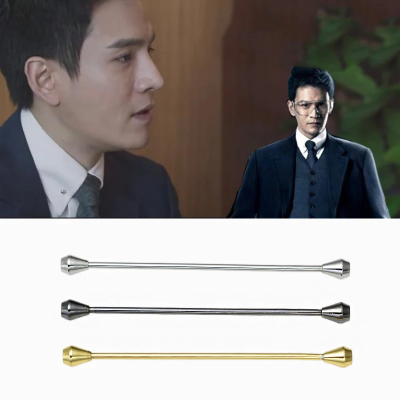 OBN Copper Metal Shirt Collar Bar Pin Cone Needle Shaped Collar Pin Classic Tie Clasp Casual Business Mens Jewelry