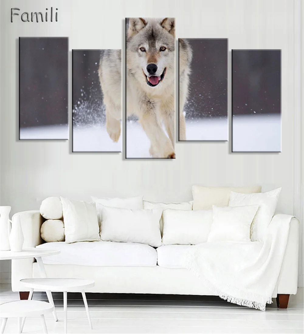 

5 Panel HD Printed Animal Wolves Painting Canvas Print Home Decor Wall Pictures For Living Room Canvas Art Unframed