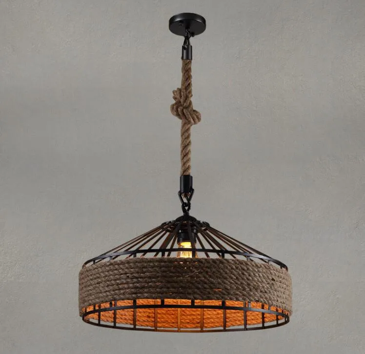 

Hemp rope cover pendant lamp living room dining room den balcony aisle lights, E27, AC: 110-240V.